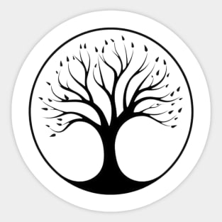 Minimalist Deciduous Tree Artwork Sticker